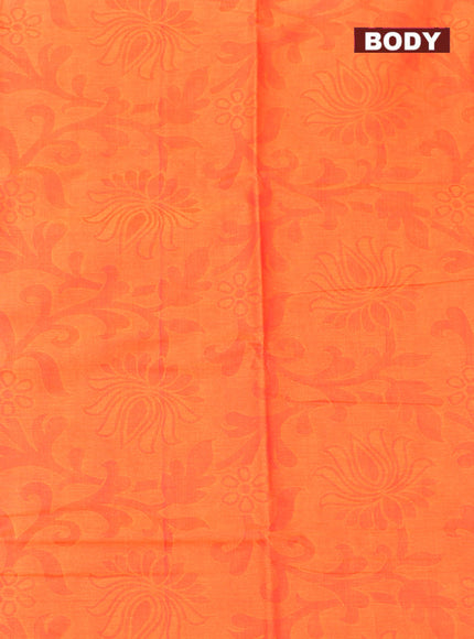 Coimbatore Cotton Orange Emboss Saree with Thread Woven Border