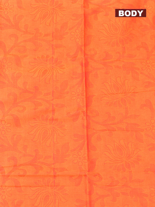 Coimbatore Cotton Orange Emboss Saree with Thread Woven Border