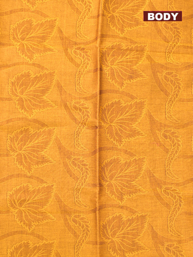 Coimbatore Cotton Mustard Emboss Saree with Thread Woven Border