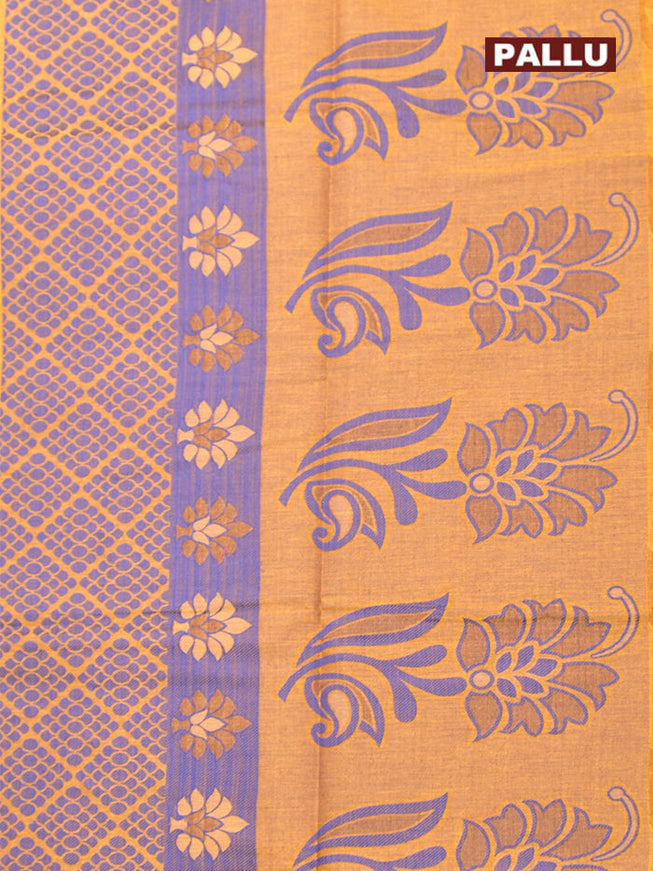 Coimbatore Cotton Mustard Emboss Saree with Thread Woven Border