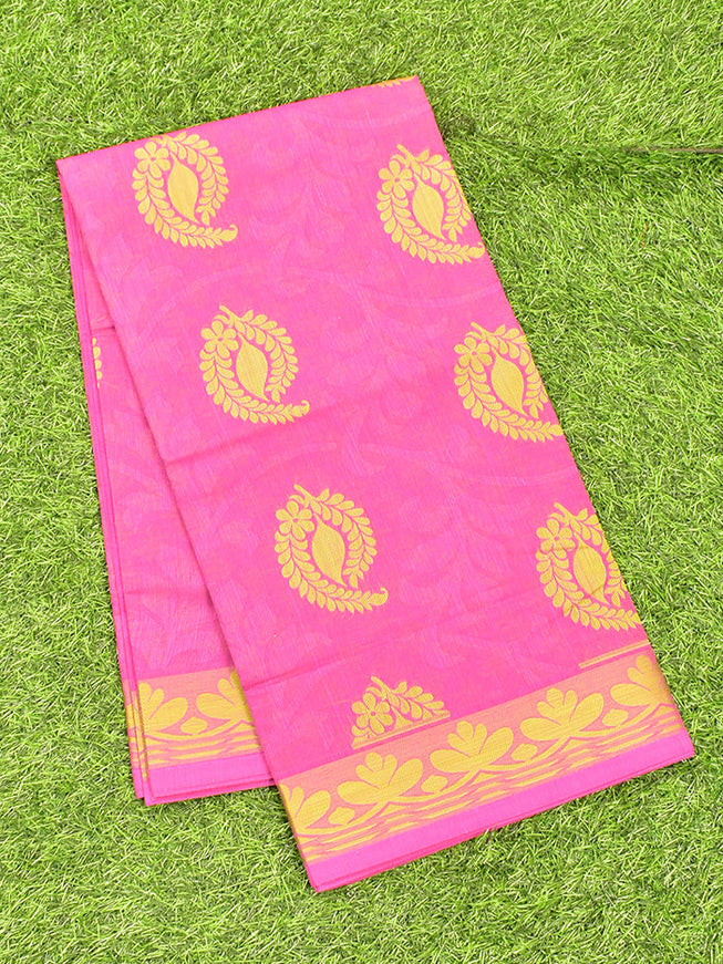 Coimbatore Cotton Pink Butta Saree with Thread Woven Border