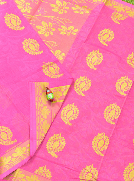 Coimbatore Cotton Pink Butta Saree with Thread Woven Border