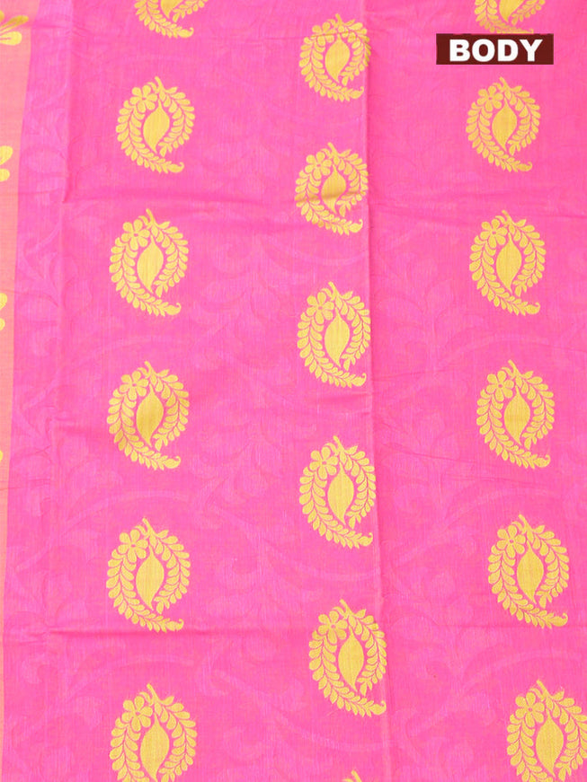 Coimbatore Cotton Pink Butta Saree with Thread Woven Border