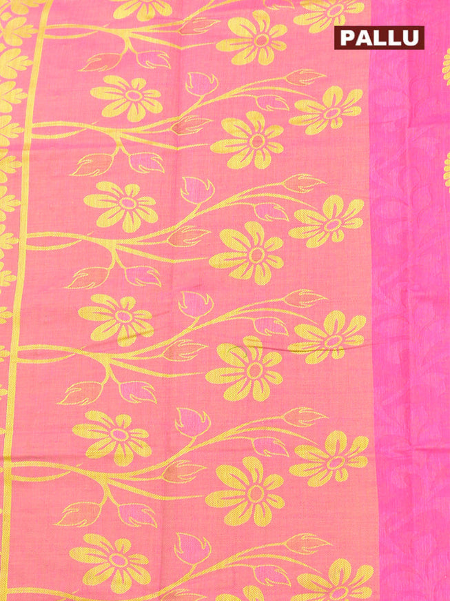 Coimbatore Cotton Pink Butta Saree with Thread Woven Border