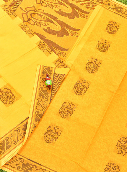 Coimbatore Cotton Yellow Butta Saree with Thread Woven Border