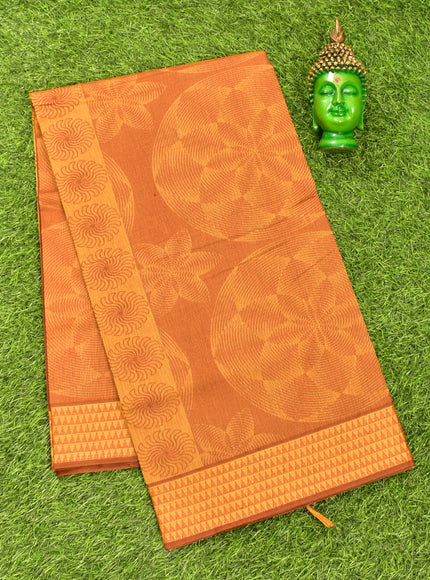 Coimbatore Cotton Brown and Sandal Shade Allself Saree with Thread Woven Border