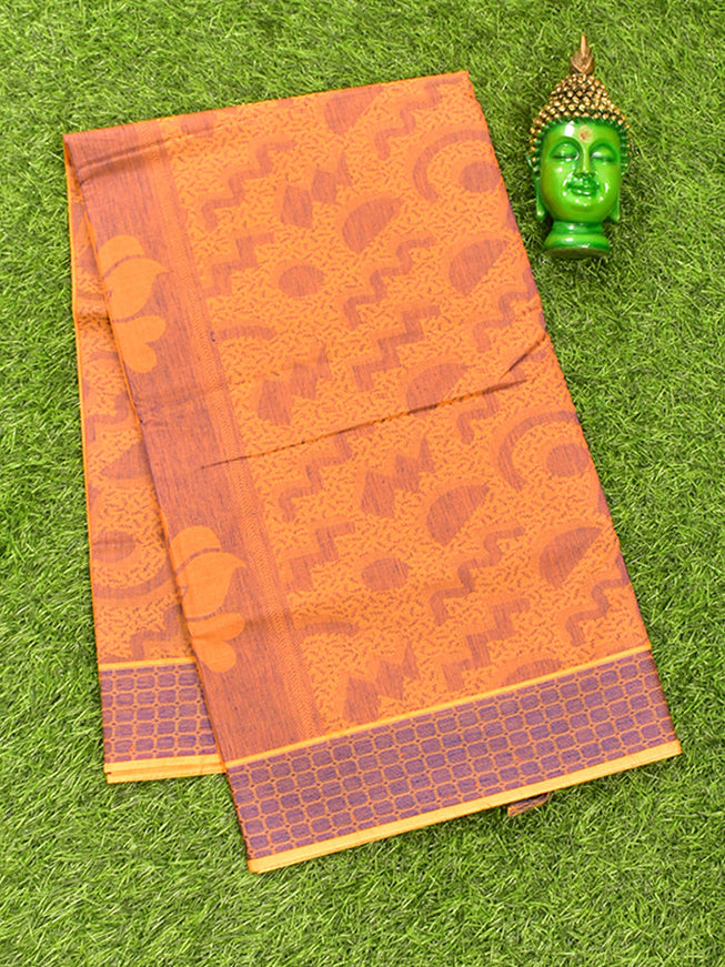 Coimbatore Cotton Yellow and Blue Shade Allself Saree with Thread Woven Border