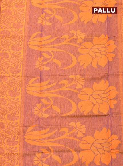 Coimbatore Cotton Yellow and Blue Shade Allself Saree with Thread Woven Border