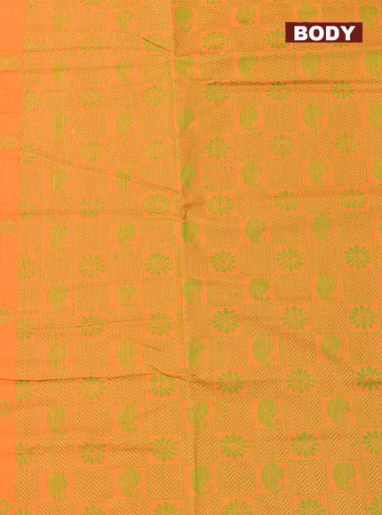 Coimbatore Cotton Orange and Green Shade Allself Saree with Thread Woven Border