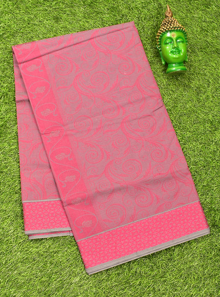 Coimbatore Cotton Grey and Red Shade Allself Saree with Thread Woven Border