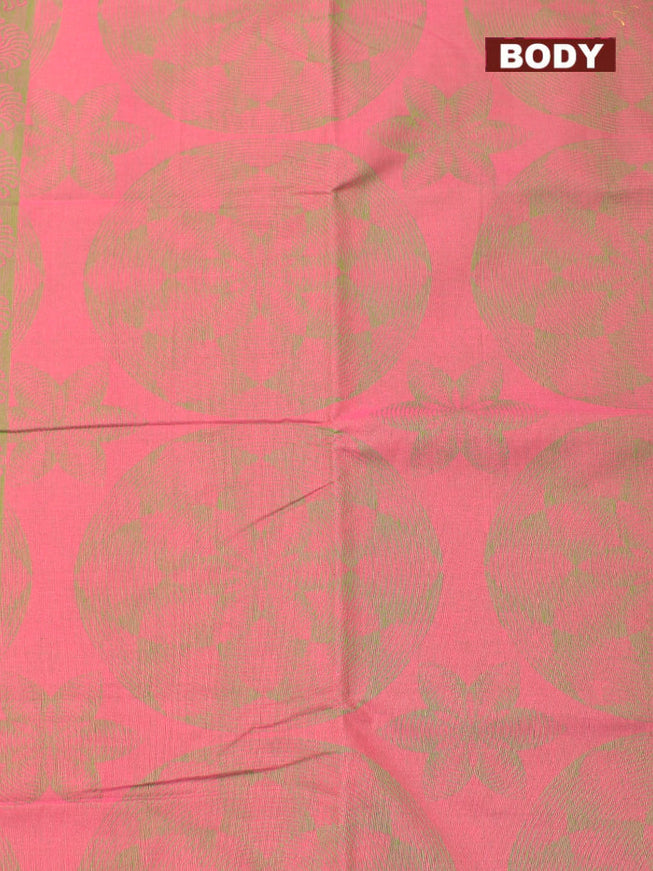 Coimbatore Cotton Pink and Green Shade Allself Saree with Thread Woven Border