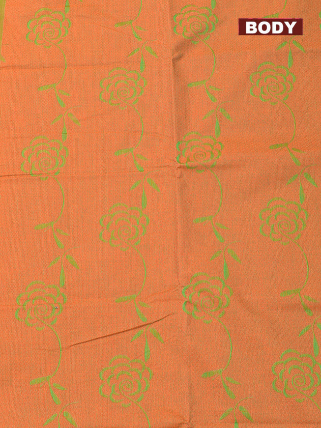 Coimbatore Cotton Orange and Green Shade Allself Saree with Thread Woven Border