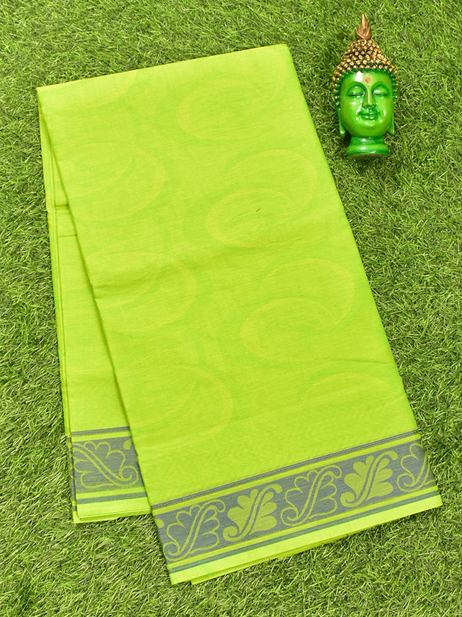 Coimbatore Cotton Green Emboss Saree with Thread Woven Border