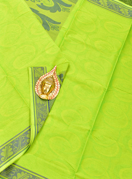 Coimbatore Cotton Green Emboss Saree with Thread Woven Border