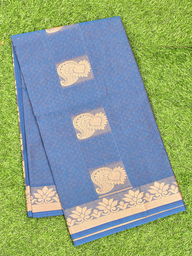 Coimbatore Cotton Blue Butta Saree with Thread Woven Border