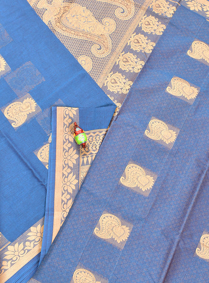 Coimbatore Cotton Blue Butta Saree with Thread Woven Border