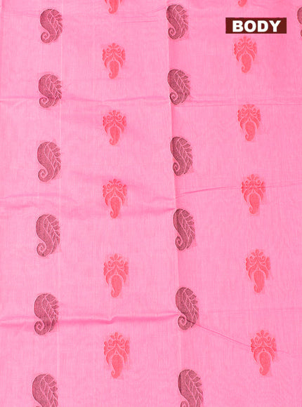 Coimbatore Cotton Pink Butta Saree with Plain Border