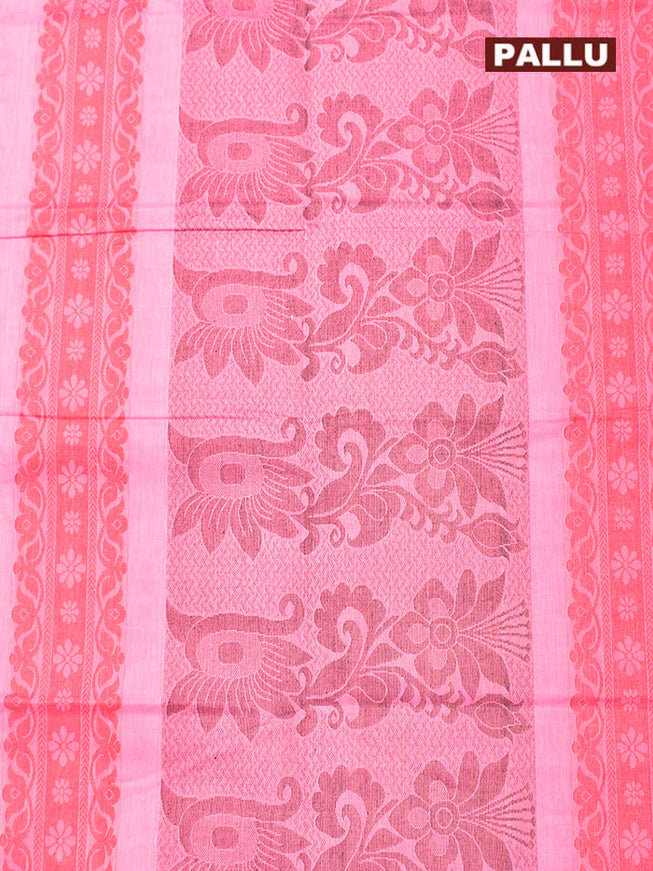 Coimbatore Cotton Pink Butta Saree with Plain Border