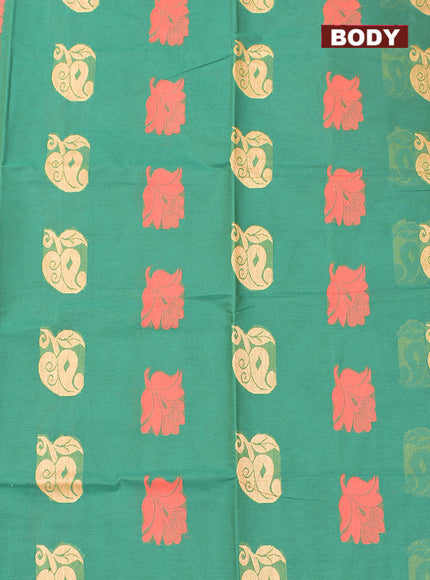 Coimbatore Cotton Green Butta Saree with Plain Border