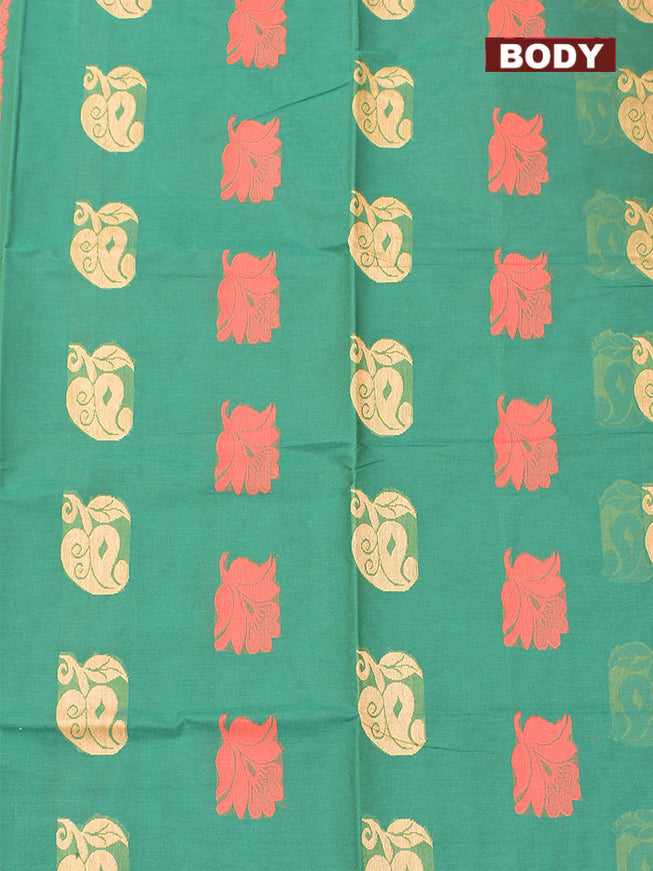 Coimbatore Cotton Green Butta Saree with Plain Border