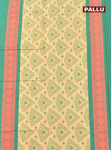 Coimbatore Cotton Green Butta Saree with Plain Border