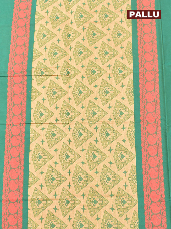 Coimbatore Cotton Green Butta Saree with Plain Border