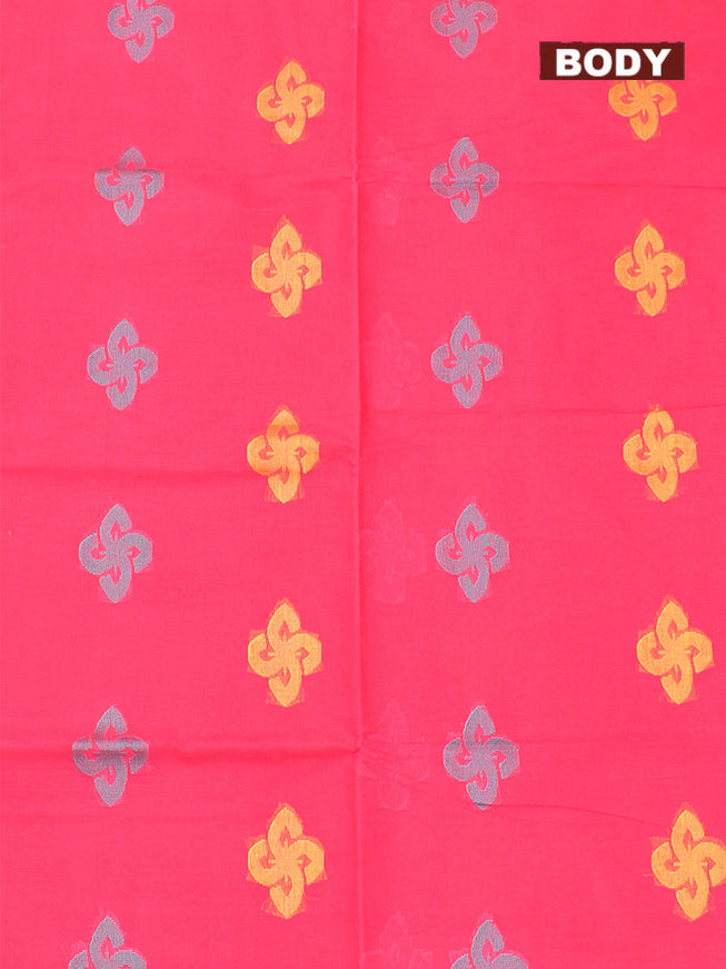 Coimbatore Cotton Dark Pink Butta Saree with Plain Border