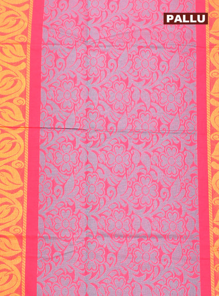 Coimbatore Cotton Dark Pink Butta Saree with Plain Border