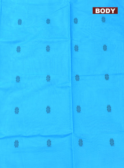 Coimbatore Cotton Blue Butta Saree with Plain Border