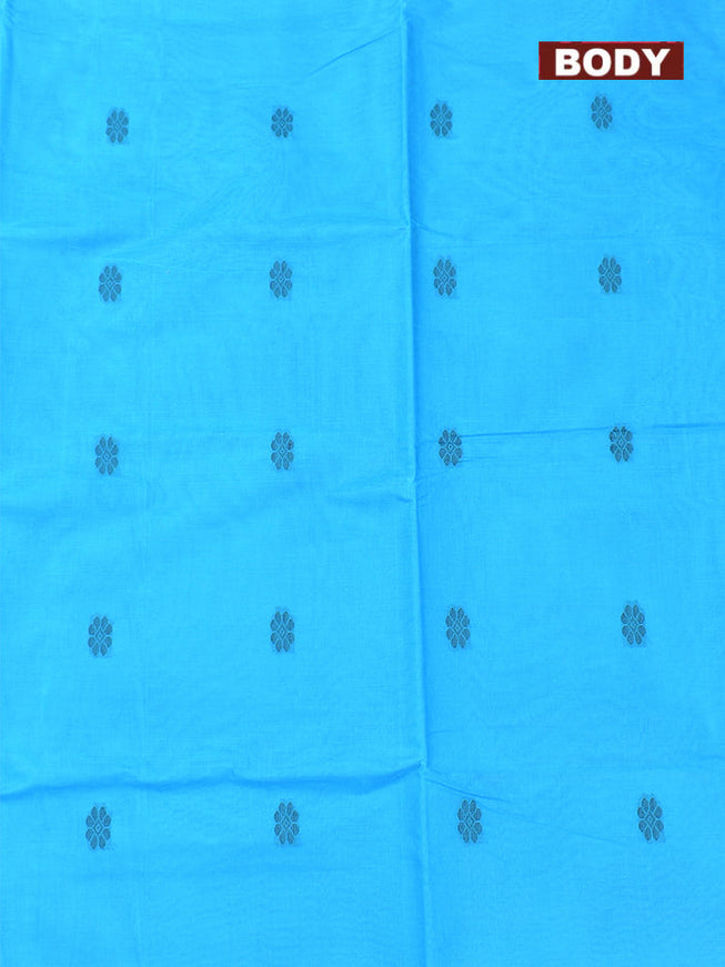 Coimbatore Cotton Blue Butta Saree with Plain Border