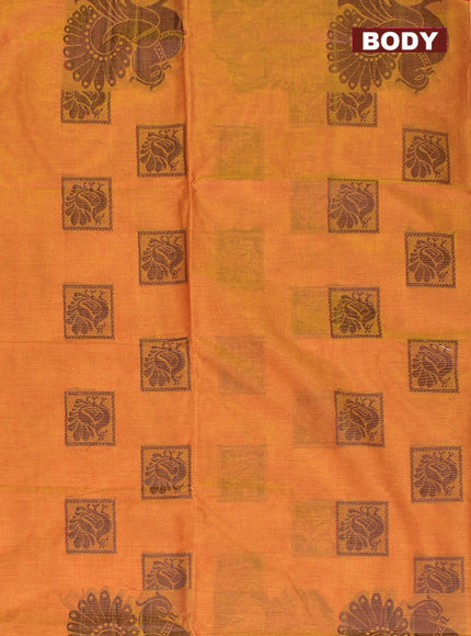 Coimbatore Cotton Brown Butta Saree with Plain Border