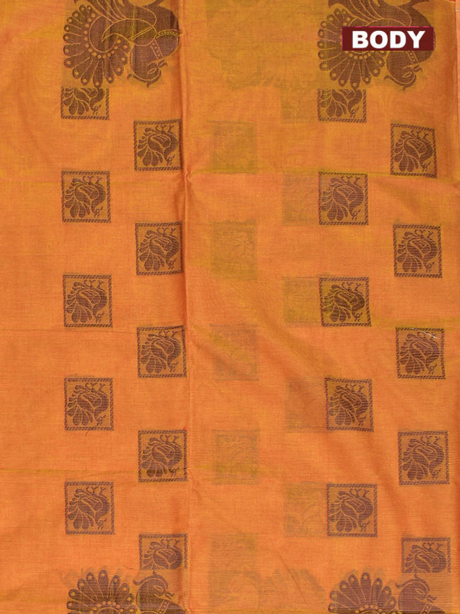 Coimbatore Cotton Brown Butta Saree with Plain Border