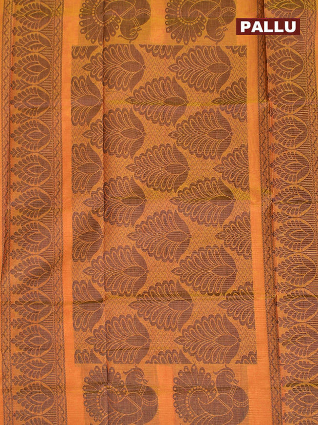 Coimbatore Cotton Brown Butta Saree with Plain Border