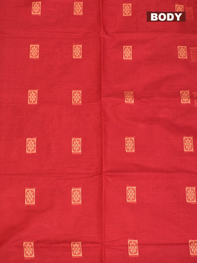 Coimbatore Cotton Burgandy Butta Saree with Plain Border