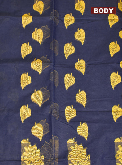 Coimbatore Cotton Dark Blue Butta Saree with Plain Border