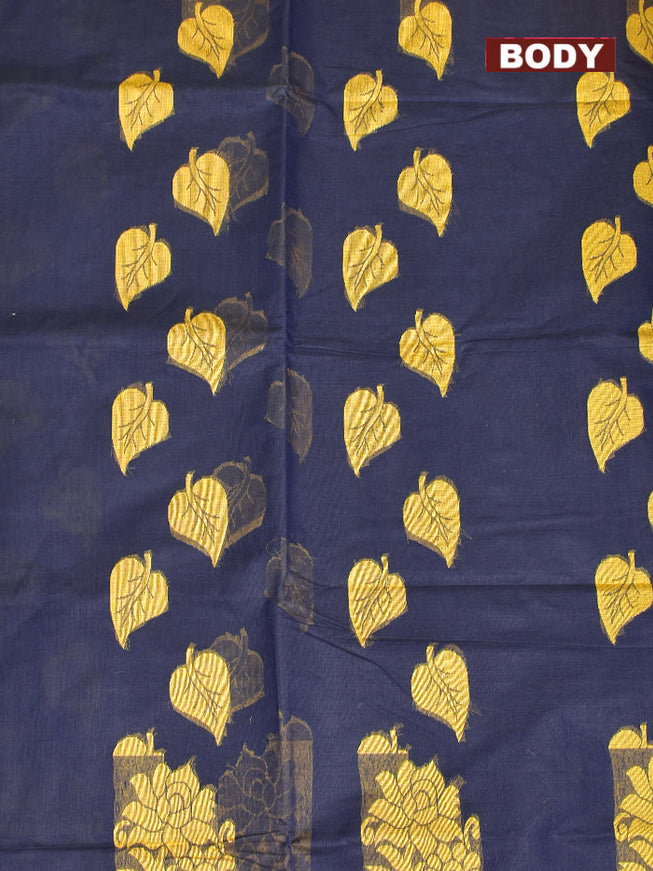 Coimbatore Cotton Dark Blue Butta Saree with Plain Border