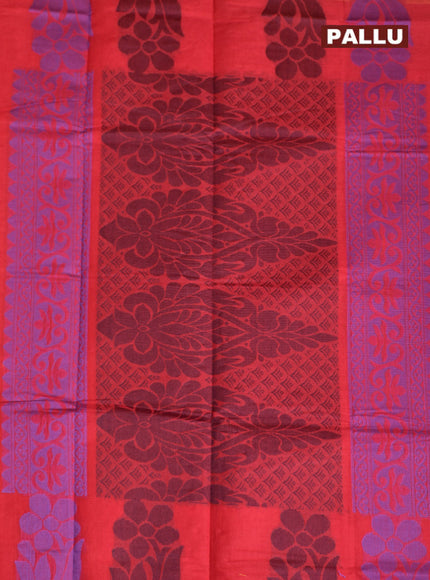 Coimbatore Cotton Red Butta Saree with Plain Border