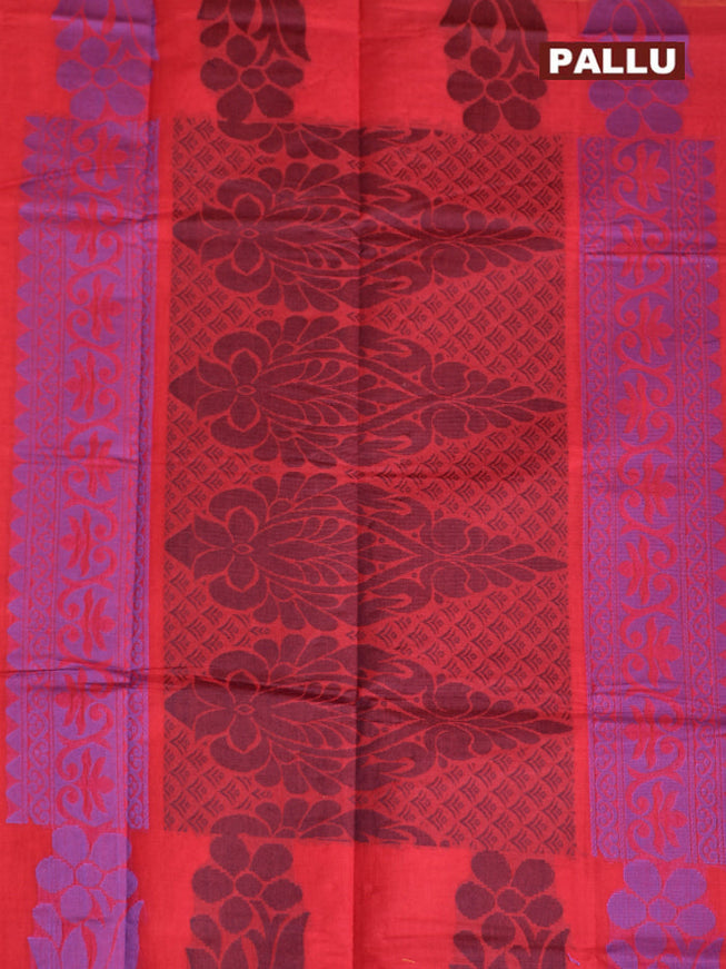 Coimbatore Cotton Red Butta Saree with Plain Border