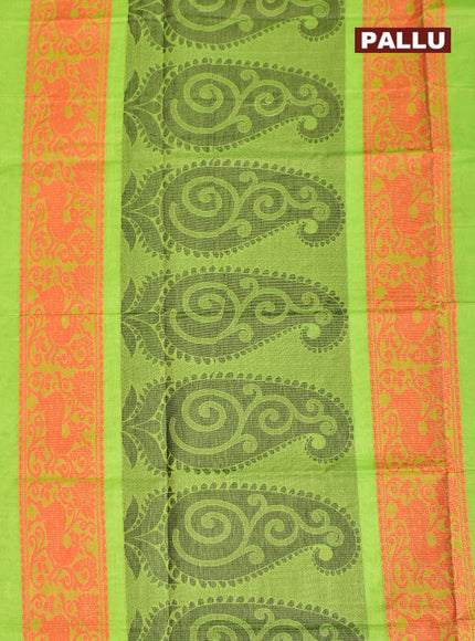 Coimbatore Cotton Green Butta Saree with Plain Border