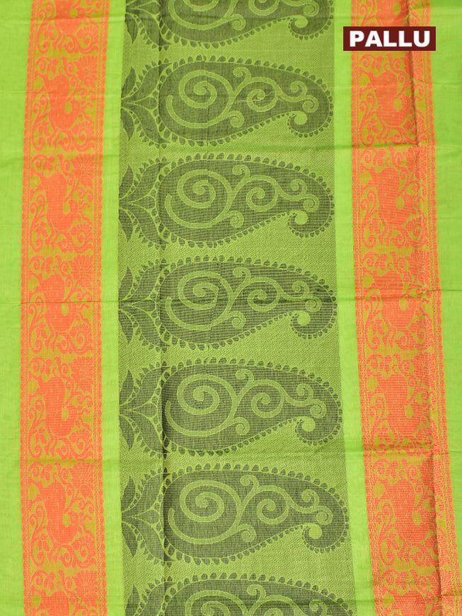 Coimbatore Cotton Green Butta Saree with Plain Border