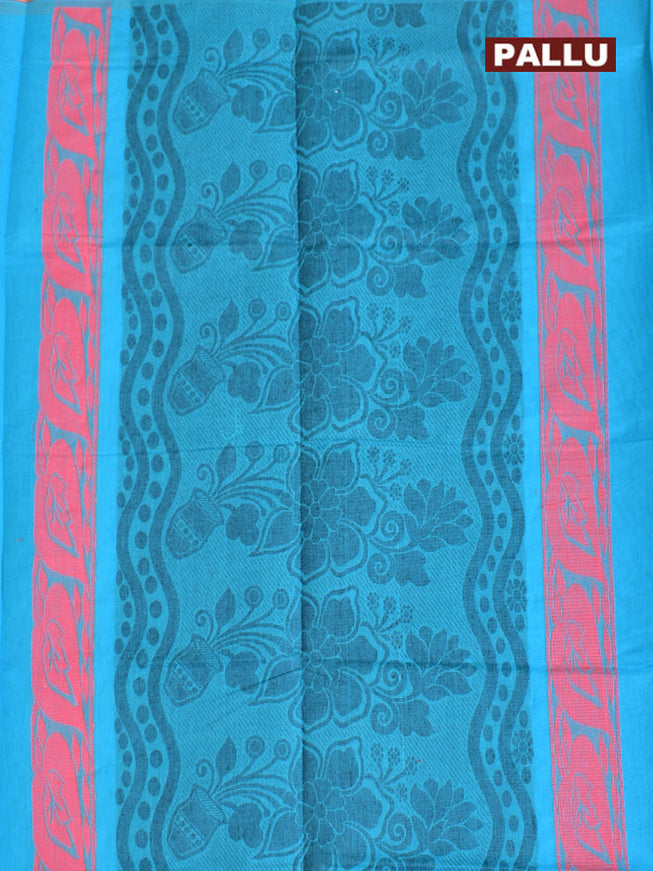 Coimbatore Cotton Blue Butta Saree with Plain Border