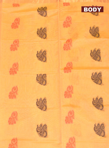 Coimbatore Cotton Orange Butta Saree with Plain Border