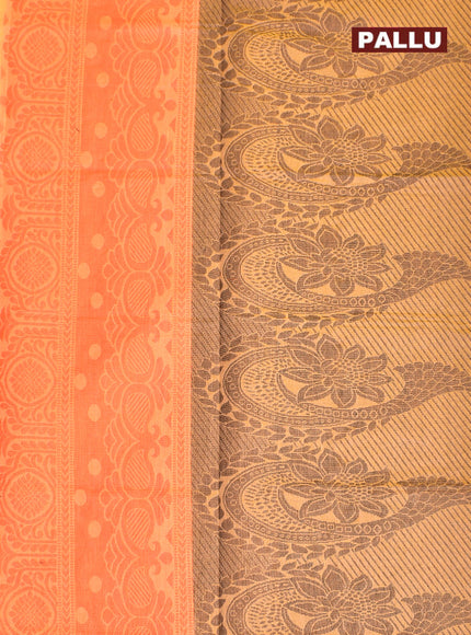 Coimbatore Cotton Orange Butta Saree with Plain Border