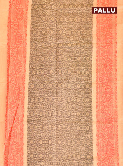 Coimbatore Cotton Light Orange Butta Saree with Plain Border