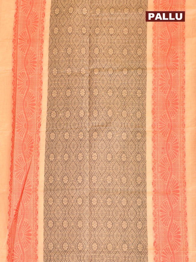 Coimbatore Cotton Light Orange Butta Saree with Plain Border