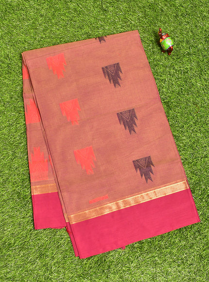 Coimbatore Cotton Purple and White Shade Butta Saree with Plain Border