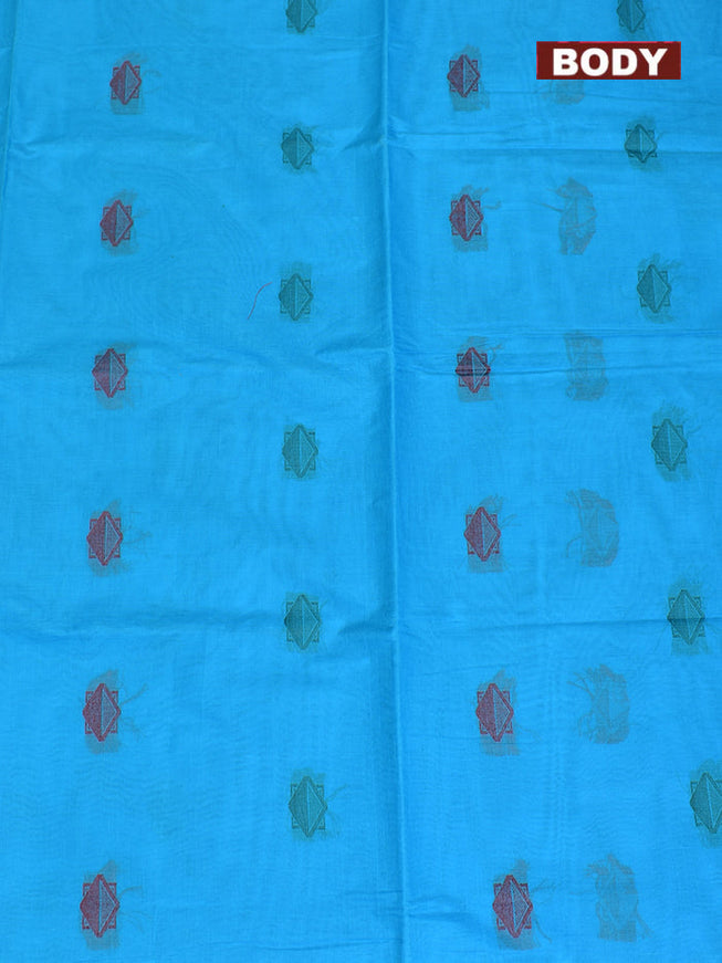 Coimbatore Cotton Blue Butta Saree with Plain Border