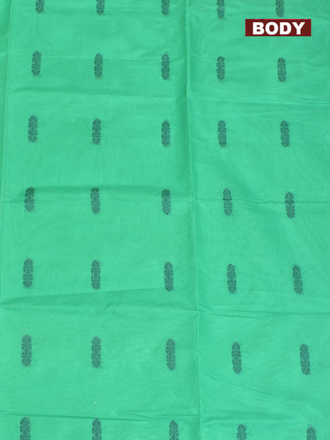 Coimbatore Cotton Rama Green Butta Saree with Plain Border