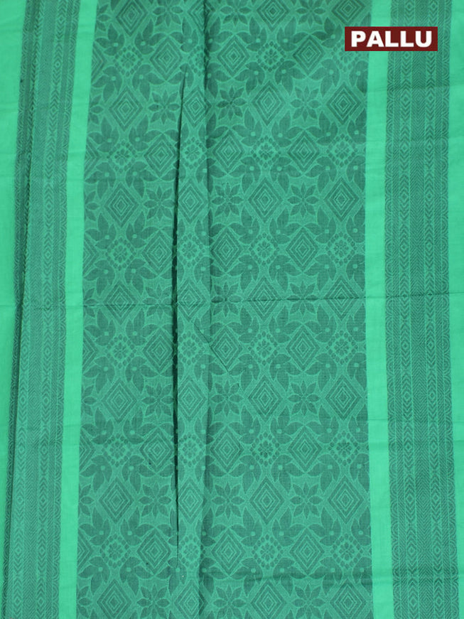 Coimbatore Cotton Rama Green Butta Saree with Plain Border