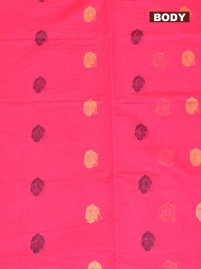 Coimbatore Cotton Dark Pink Butta Saree with Plain Border